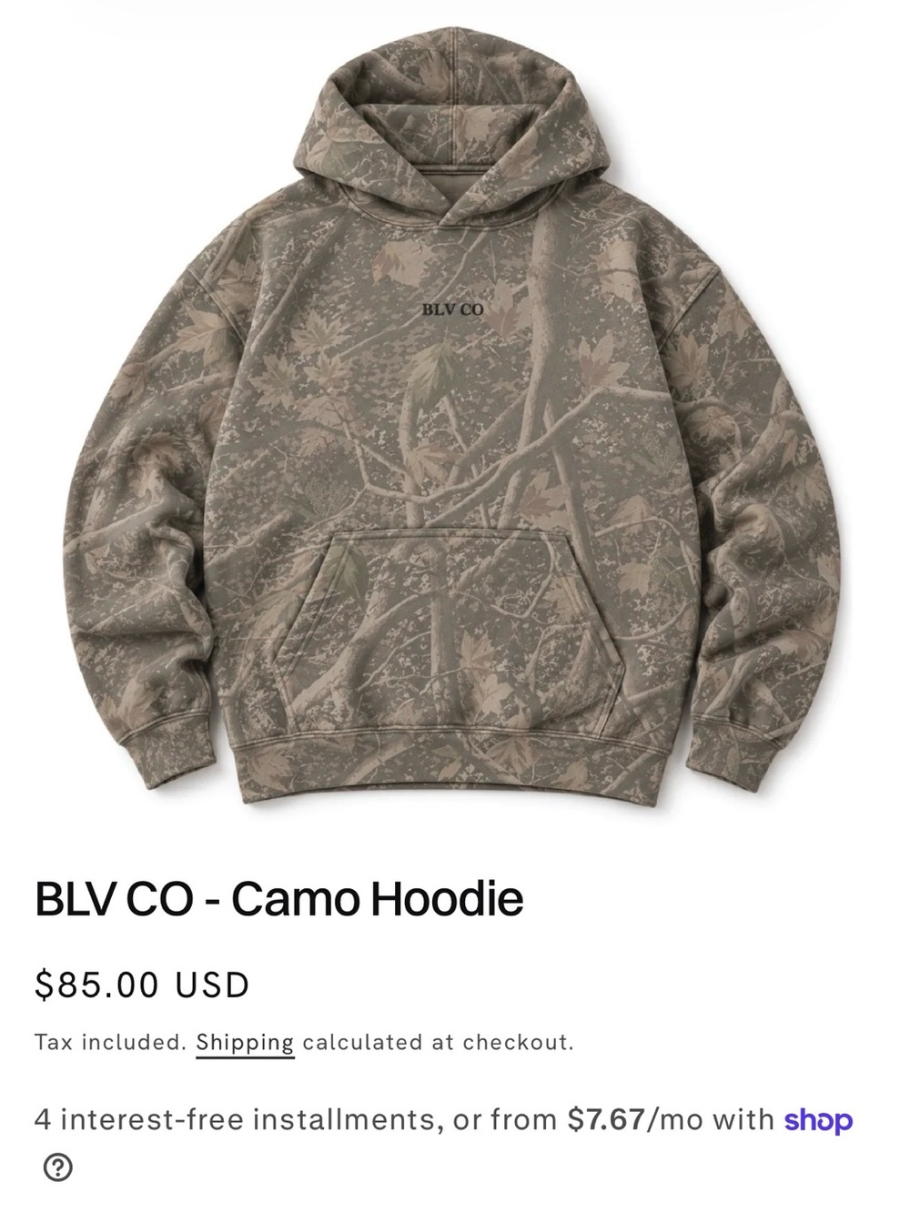 BLV CO- Camo Hoodie